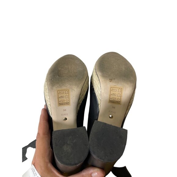 For Love & Lemons x Raye Harper Leather Ankle Strap Heel Black Sz 36 - Picture 7 of 8